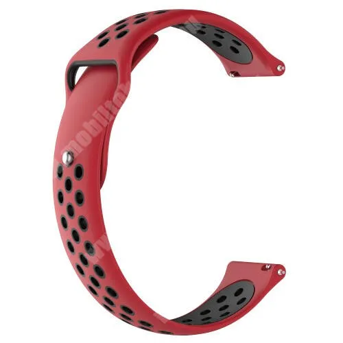 Garett Men 5S Okosóra szíj - légáteresztő, sportoláshoz, 133 + 97.5mm hosszú, 22mm széles - PIROS / FEKETE - Xiaomi Amazfit / Xiaomi Amazfit 2 / Fossil Q MARSHAL Gen2