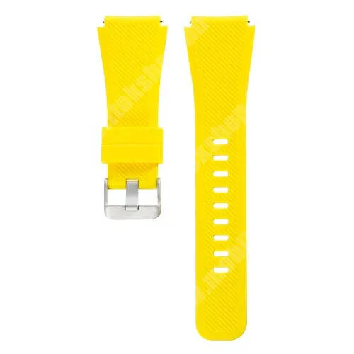 ZTE Red Magic Watch Okosóra szíj - szilikon, Twill mintás - CITROMSÁRGA - szilikon, 60mm + 110mm hosszú, 22mm széles - SAMSUNG Galaxy Watch 46mm / SAMSUNG Gear S3 Classic / SAMSUNG Gear S3 Frontier