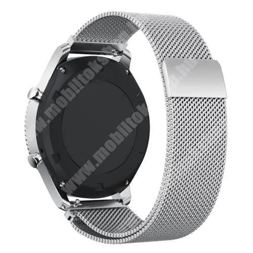 Ulefone Watch Pro Okosóra milánói szíj - rozsdamentes acél - EZÜST - fém háló kialakítás, mágneses - 250mm hosszú, 22mm széles - SAMSUNG Galaxy Watch 46mm / SAMSUNG Gear S3 Classic / SAMSUNG Gear S3 Frontier