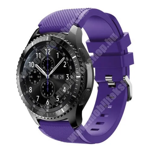 Huawei Watch 4 Pro Space edition Okosóra szíj - szilikon, Twill mintás - LILA - 140mm-től 215mm-es méretű csuklóig ajánlott, 105mm + 92mm hosszú, 22mm széles - SAMSUNG Galaxy Watch 46mm / SAMSUNG Gear S3 Classic / SAMSUNG Gear S3 Frontier