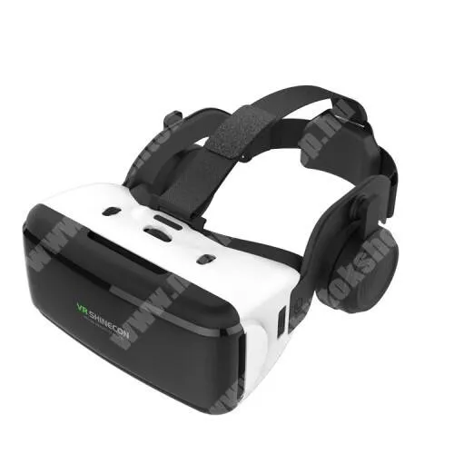 Jolla Jolla C SHINECON videoszemüveg - VR 3D, filmnézéshez ideális, 175mm x 80mm telefon befogadó keret, fejhallgató, CSAK GIROSZKÓPPAL ELLÁTOTT OKOSTELEFONOKKAL MŰKÖDIK - FEKETE / FEHÉR
