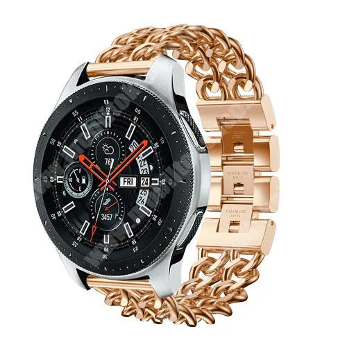 Huawei Watch 4 Pro Space edition Okosóra szíj - ROSE GOLD - rozsdamentes acél, csatos, 170mm hosszú, 22mm széles, max 208mm-es csuklóra - SAMSUNG Galaxy Watch 46mm / SAMSUNG Gear S3 Classic / SAMSUNG Gear S3 Frontier