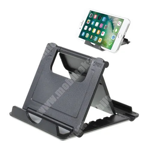 Bluboo R1 UNIVERZÁLIS asztali telefon tartó, állvány - 5 állítható szög, összecsukható - FEKETE
