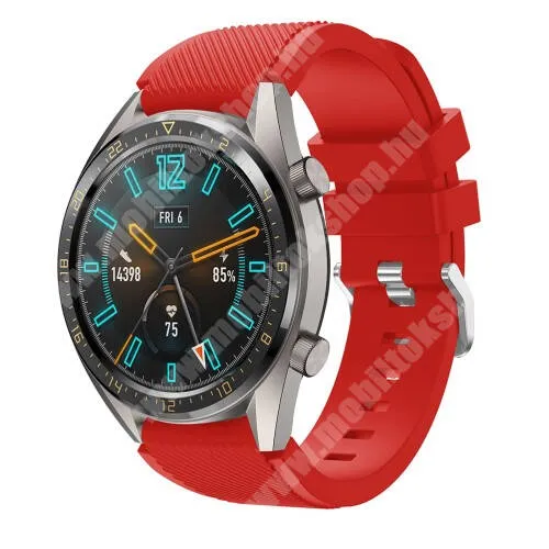 Xiaomi Amazfit GTR 4 46mm Okosóra szíj - szilikon, Twill mintás - PIROS - 93mm + 105mm hosszú, 22mm széles - HUAWEI Watch GT / HUAWEI Watch 2 Pro / Honor Watch Magic / HUAWEI Watch GT 2 46mm