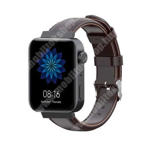 WOTCHI SmartWatch W03R Okosóra szíj - KÁVÉBARNA - valódi bőr - 87mm + 120mm hosszú, 18mm széles - Xiaomi Mi Watch (For China Market) / Fossil Gen 4 / HUAWEI TalkBand B5