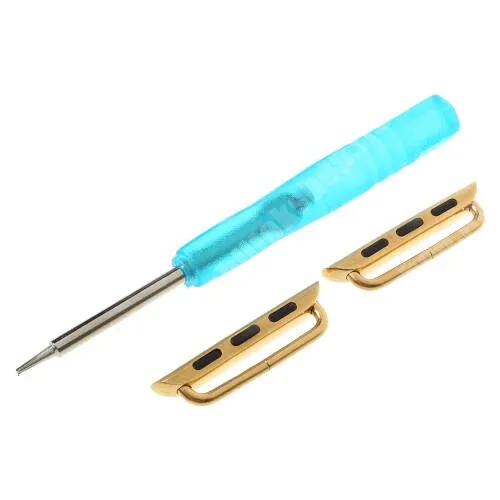  Okosóra fém csatlakozó - 1 pár (2db), csavarhúzóval - ARANY - Apple Watch Series 1/2/3 42mm / 4/5/6/SE 44mm / 7/8 45mm / Ultra 49mm