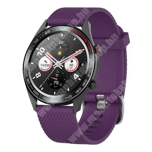HUAWEI Watch GT 5 Pro 46mm Okosóra szíj - szilikon, rombusz mintás - LILA - 218mm hosszú, 22mm széles - HUAWEI Watch GT / HUAWEI Watch Magic / MagicWatch 2 46mm / Watch GT 2 46mm