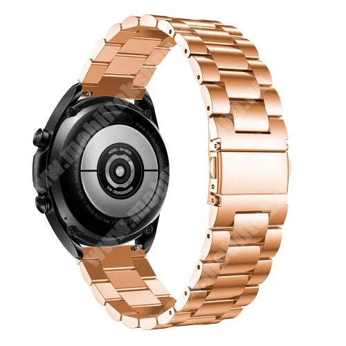 Xiaomi Watch Color 2 Fém okosóra szíj - ROSE GOLD - rozsdamentes acél, csatos, 184mm hosszú, 22mm széles, 135-235mm-es méretű csuklóig ajánlott - SAMSUNG Galaxy Watch 46mm / Watch GT2 46mm / Watch GT 2e / Galaxy Watch3 45mm / Honor MagicWatch 2 46mm