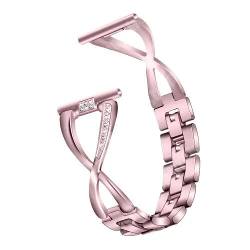 Xiaomi Amazfit GTR 2 Sport Edition 47mm Fém X-shape okosóra szíj - strasszkővel díszített, 150mm hosszú, 22mm széles - ROSE GOLD - SAMSUNG Galaxy Watch 46mm / Watch GT2 46mm / Watch GT 2e / Galaxy Watch3 45mm / Honor MagicWatch 2 46mm