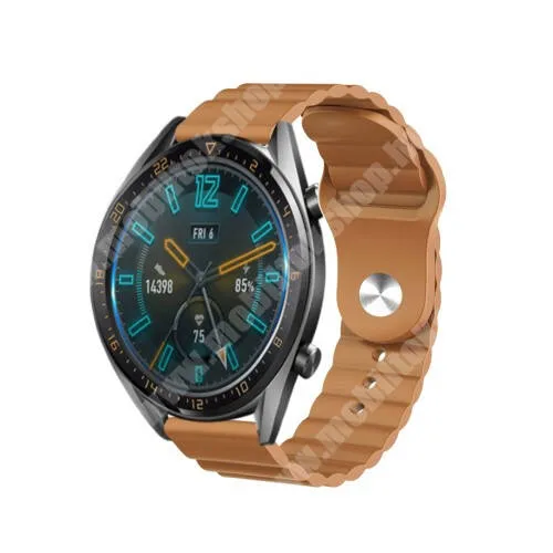 ACME SW203 Okosóra loop szilikon szíj - KHAKI - 109mm+95mm hosszú, 22mm széles, 160-220mm csuklóméretig ajánlott - SAMSUNG Galaxy Watch 46mm / Watch GT2 46mm / Watch GT 2e / Gear S3 Frontier / Honor MagicWatch 2 46mm