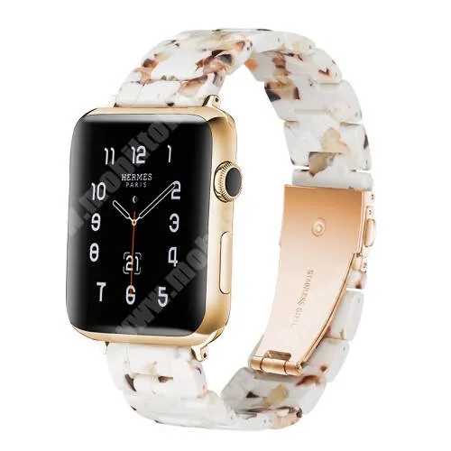 Garett Men 5S Okosóra műanyag szíj - 165mm hosszú, 22mm széles - FEHÉR / ARANY - HUAWEI Watch GT / HUAWEI Watch Magic / Watch GT 2 46mm / Honor MagicWatch 2 46mm