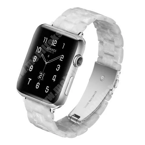 Fossil Gen 6 Smartwatch FTW4059 Okosóra műanyag szíj - GYÖNGYHÁZ FEHÉR - pillangó csat - 165mm hosszú, 22mm széles - SAMSUNG Galaxy Watch 46mm / Huawei Watch GT 2 46mm / Gear S3 Frontier / Honor MagicWatch 2 46mm