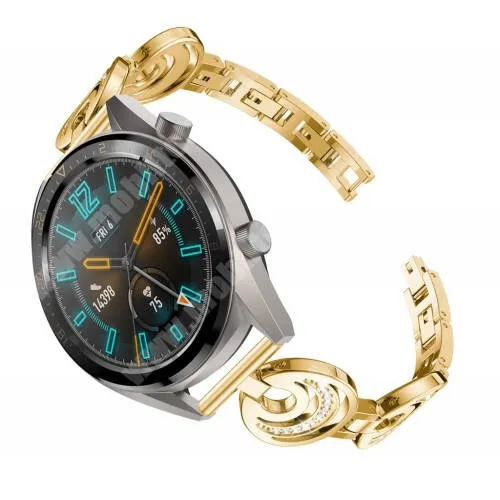 Xiaomi Amazfit GTR 4 46mm Okosóra szíj - ARANY - rozsdamentes acél, strassz köves, 22mm széles - HUAWEI Watch GT / HUAWEI Watch Magic / Watch GT 2 46mm / Honor MagicWatch 2 46mm