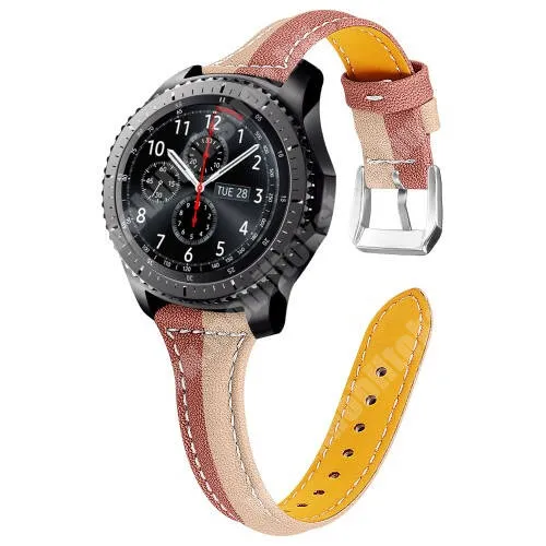 DIESEL Fadelite DZT2021 / DT2021 Okosóra szíj - BARACKSÁRGA / BARNA - valódi bőr, 114+86mm hosszú, 22mm széles - SAMSUNG Galaxy Watch 46mm / Watch GT2 46mm / Watch GT 2e / Galaxy Watch3 45mm / Honor MagicWatch 2 46mm
