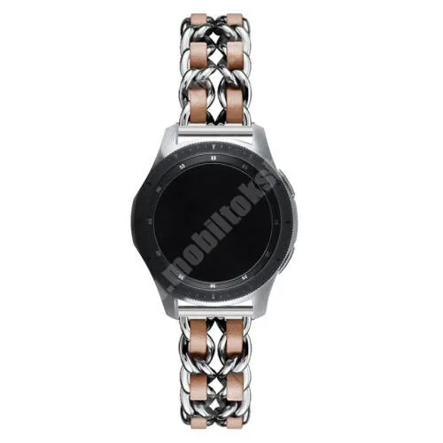 Fossil Gen 6 Smartwatch FTW4059 Okosóra szíj - EZÜST / BARNA - rozsdamentes acél / PU bőr - 190mm hosszú, 22mm széles - HUAWEI Watch GT / HUAWEI Watch Magic / MagicWatch 2 46mm / Watch GT 2 46mm