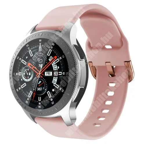 MOTOROLA Moto 360 46mm (2nd gen) Okosóra szíj - szilikon - RÓZSASZÍN - 116mm + 83mm hosszú, 22mm széles, 130mm-től 205mm-es méretű csuklóig ajánlott - SAMSUNG Galaxy Watch 46mm / SAMSUNG Gear S3 Classic / SAMSUNG Gear S3 Frontier