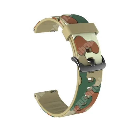 COLMI LAND 2 SMARTWATCH Okosóra szíj - szilikon, TEREPMINTÁS - KHAKI - 125mm + 85mm hosszú, 22mm széles - SAMSUNG Galaxy Watch 46mm / Watch GT2 46mm / Watch GT 2e / Gear S3 Frontier / Honor MagicWatch 2 46mm