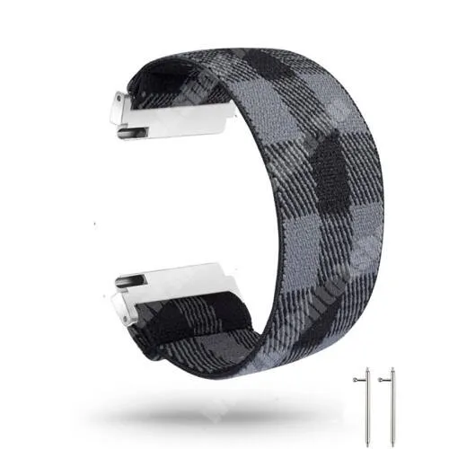 KRONABY Connected watch Sekel S0719 Okosóra szíj - szövet, sztreccses, 145mm hosszú, 22mm széles, 160mm-től 210mm-es méretű csuklóig ajánlott - FEKETE / SZÜRKE - SAMSUNG Galaxy Watch 46mm / Watch GT2 46mm / Watch GT 2e / Gear S3 Frontier / Honor MagicWatch 2 46mm