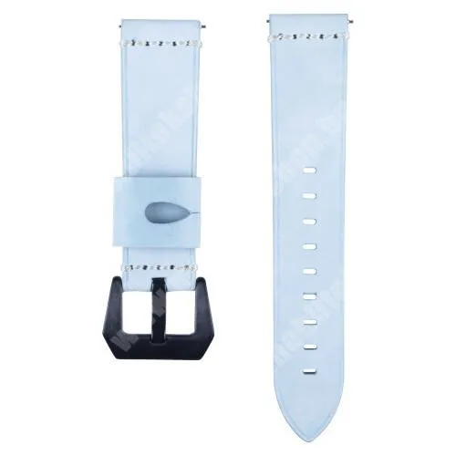 Huawei Watch 4 Pro Space edition Okosóra szíj - VILÁGOSKÉK - valódi bőr - 109 + 95mm hosszú, 22mm széles, 160-200mm-es csuklóig ajánlott - SAMSUNG Galaxy Watch 46mm / SAMSUNG Gear S3 Classic / Gear S3 Frontier / Honor MagicWatch 2 46mm