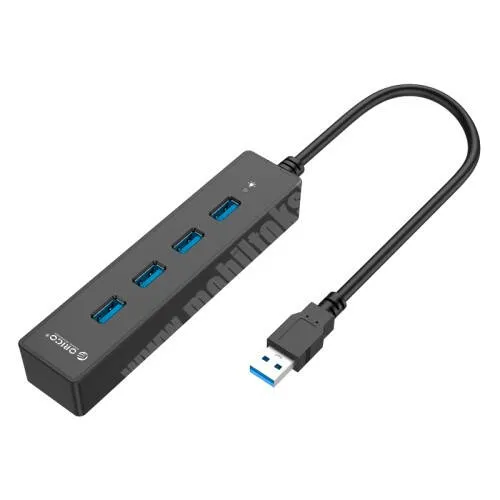  ORICO W8PH4-U3 USB HUB / elosztó - 4 db USB3.0 HUB, 5Gbps, LED visszajelző, 30cm kábel, 136 x 30 x 22 mm - FEKETE - GYÁRI