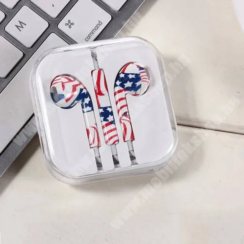 PRESTIGIO MultiPhone 5500 Duo UNIVERZÁLIS SZTEREO headset - 3,5mm jack csatlakozó, felvevő gomb, mikrofon - USA ZÁSZLÓ MINTÁS