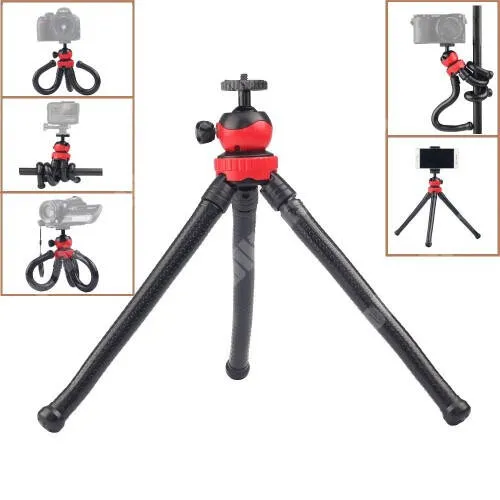 Jolla Jolla C UNIVERZÁLIS TRIPOD állvány - 1/4"-os rögzítő univerzális csavarral, 360 fokban forgatható, gumírozott flexibilis lábak, GoPro kompatibilis, 55-85mm-ig nyíló bölcsővel - FEKETE