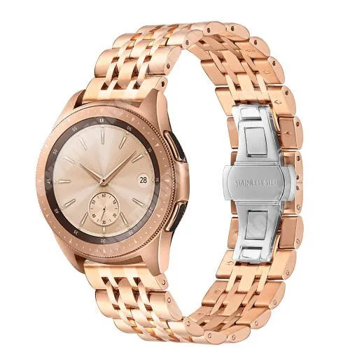  Fém okosóra szíj - ROSE GOLD - rozsdamentes acél, speciális pillangó csatos, 20mm széles - SAMSUNG Galaxy Watch 42mm / Xiaomi Amazfit GTS / SAMSUNG Gear S2 / HUAWEI Watch GT 2 42mm / Galaxy Watch Active / Active 2