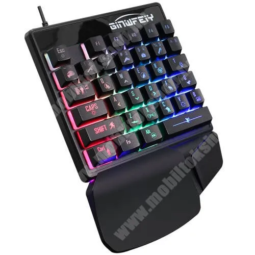 VODAFONE Smart Tab III 7 Mechanikus Gamer egykezes billentyűzet - RGB háttérvilágítás, 35 gombos, csuklótámasz, 220 x 155 x 40 mm, USB-s csatlakozás - FEKETE