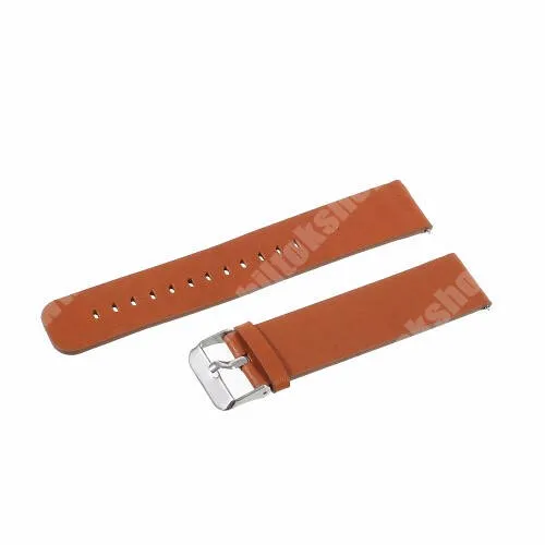 Xiaomi Amazfit GTR 47mm Okosóra szíj - BARNA - PU bőr, 22mm széles - SAMSUNG Galaxy Watch 46mm / SAMSUNG Watch GT 2 46mm/ SAMSUNG Gear S3 Frontier / Honor MagicWatch 2 46mm