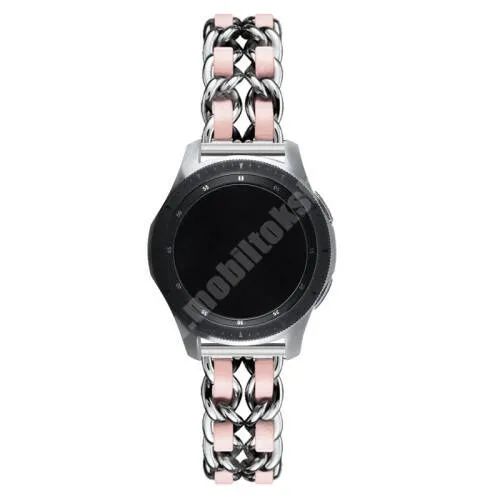 Xiaomi Mi Watch Revolve Active (XMWTCL02) Okosóra szíj - EZÜST / RÓZSASZÍN - rozsdamentes acél / PU bőr - 190mm hosszú, 22mm széles - HUAWEI Watch GT / HUAWEI Watch Magic / MagicWatch 2 46mm / Watch GT 2 46mm