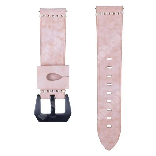 Garett Men 5S Okosóra szíj - RÓZSASZÍN - valódi bőr - 109 + 95mm hosszú, 22mm széles, 160-200mm-es csuklóig ajánlott - SAMSUNG Galaxy Watch 46mm / SAMSUNG Gear S3 Classic / Gear S3 Frontier / Honor MagicWatch 2 46mm