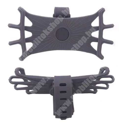 Meizu m3 Max UNIVERZÁLIS biciklis / kerékpáros tartó konzol mobiltelefon készülékekhez - SZÜRKE - 360°-ban forgatható, kormányra rögzíthető, szilikon - 4-6.5"-os készülékekhez