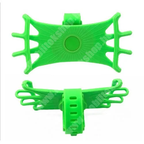 Bluboo Maya UNIVERZÁLIS biciklis / kerékpáros tartó konzol mobiltelefon készülékekhez - ZÖLD - 360°-ban forgatható, kormányra rögzíthető, szilikon - 4-6.5"-os készülékekhez