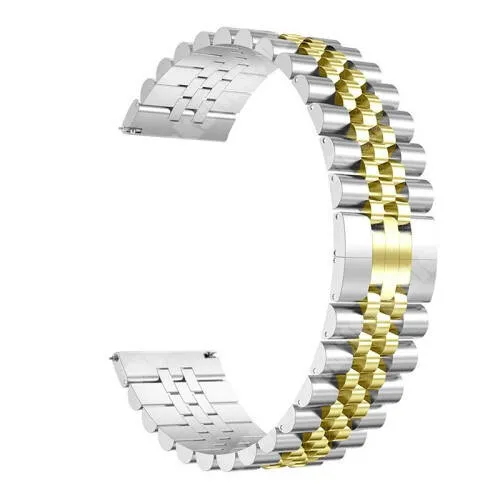 Doogee CR1 Pro Fém okosóra szíj - ARANY / EZÜST - rozsdamentes acél, csatos, 180mm hosszú, 22mm széles - SAMSUNG Galaxy Watch 46mm / Watch GT2 46mm / Watch GT 2e / Galaxy Watch3 45mm / Honor MagicWatch 2 46mm