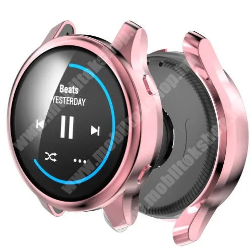  Garmin Venu, Okosóra szilikon védőtok, Szilikon előlapvédő is, Galvanizált, Átlátszó