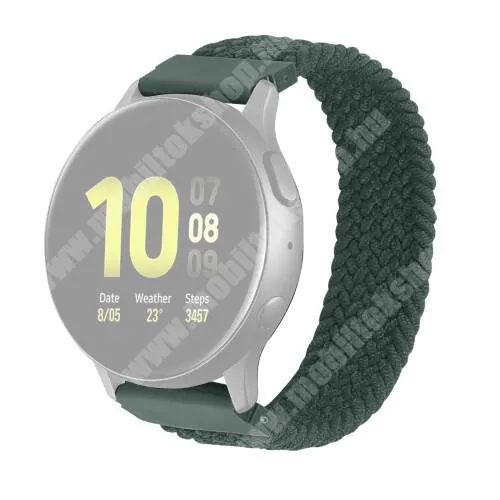 Xiaomi Amazfit GTR 2 Sport Edition 47mm Okosóra szíj - fonott szövet körpánt - ZÖLD - M-es méret, 134mm-230mm-ig nyúlik, sztreccses, 22mm széles - SAMSUNG Galaxy Watch 46mm / Watch GT2 46mm / Watch GT 2e / Galaxy Watch3 45mm / Honor MagicWatch 2 46mm