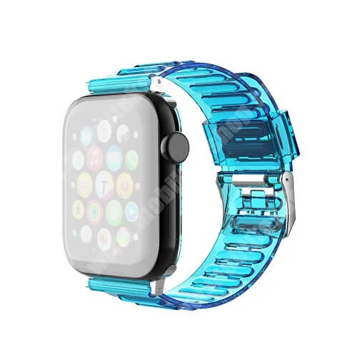 Xiaomi Amazfit GTR 2 Sport Edition 47mm Okosóra szíj - szilikon - ÁTTETSZŐ KÉK - 120mm+80mm hosszú, 22mm széles - SAMSUNG Galaxy Watch 46mm / Watch GT2 46mm / Watch GT 2e / Galaxy Watch3 45mm / Honor MagicWatch 2 46mm