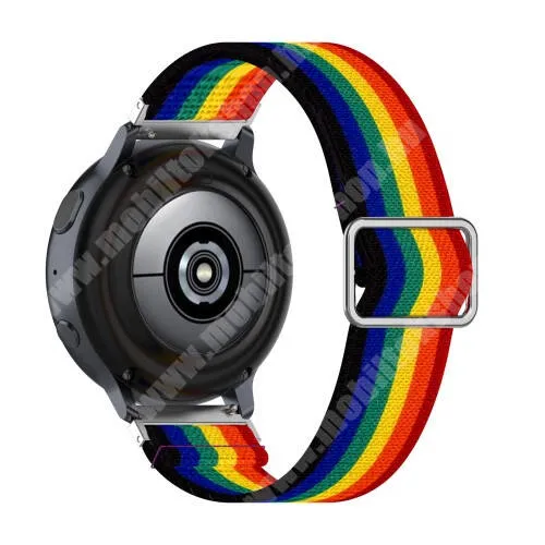 COLMI SKY 1 PLUS SMARTWATCH Okosóra szíj - szövet, sztreccses, állítható - SZIVÁRVÁNY MINTÁS - 222mm hosszú, 22mm széles - SAMSUNG Galaxy Watch 46mm / Watch GT2 46mm / Watch GT 2e / Galaxy Watch3 45mm / Honor MagicWatch 2 46mm