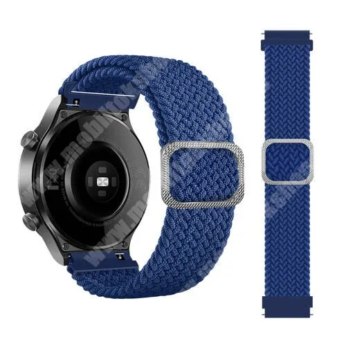 KRONABY Connected watch Sekel S0713 Okosóra szíj - szövet, sztreccses, állítható - KÉK - 240mm hosszú, 22mm széles - SAMSUNG Galaxy Watch 46mm / Watch GT2 46mm / Watch GT 2e / Galaxy Watch3 45mm / Honor MagicWatch 2 46mm