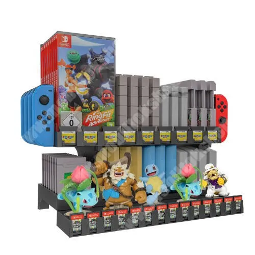 Evolveo StrongPhone Q8 LTE UNIVERZÁLIS Játékkonzol CD tároló / Joy-Con tároló / asztali tartó - Nintendo Switch, csúszásgátló, amiibo tároló, gameboy, SNES, N64, NES, NDS/3DS, FC, SFC, HVC-MR, NSW tároló - FEKETE