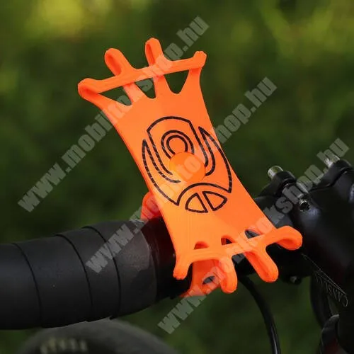 Elephone P9000 Lite WEST BIKING UNIVERZÁLIS biciklis / kerékpáros tartó konzol mobiltelefon készülékekhez - NARANCSSÁRGA - 360°-ban forgatható, kormányra rögzíthető, szilikon, 65mm x 125mm