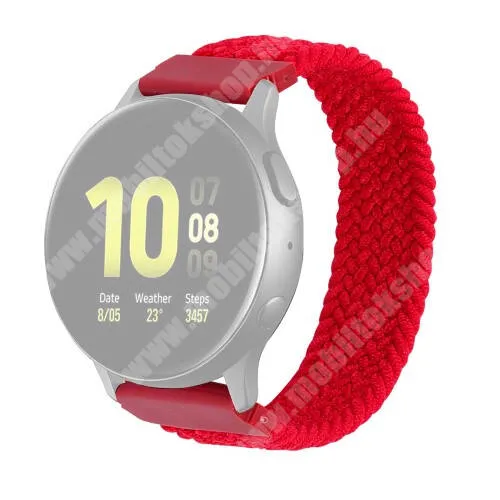 KRONABY Connected watch Sekel S0713 Okosóra szíj - fonott szövet körpánt - PIROS - XL-es méret, 154mm-280mm-ig nyúlik, sztreccses, 22mm széles - SAMSUNG Galaxy Watch 46mm / Watch GT2 46mm / Watch GT 2e / Galaxy Watch3 45mm / Honor MagicWatch 2 46mm
