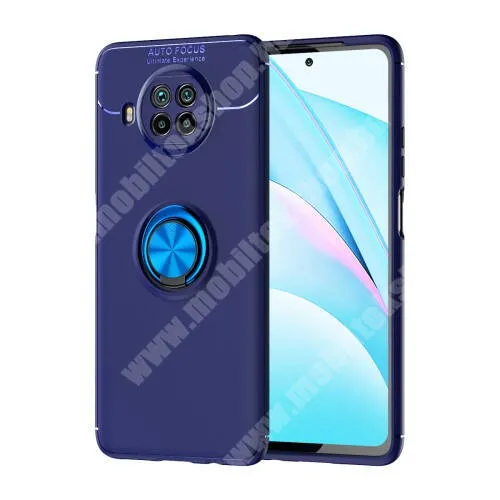  OTT! METAL RING szilikon védő tok / hátlap - KÉK - fém ujjgyűrű, tapadófelület mágneses autós tartóhoz, kitámasztható, ERŐS VÉDELEM! - Xiaomi Mi 10T Lite 5G / Redmi Note 9 Pro 5G / Mi 10i 5G