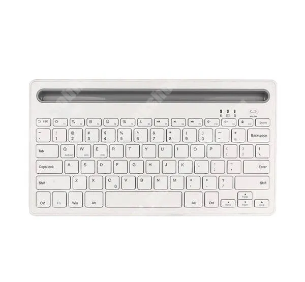 Evolveo StrongPhone Q8 LTE UNIVERZÁLIS hordozható BLUETOOTH billentyűzet - v3.0, Telefon / Tablet  tartó funkció, ANGOL kiosztású!, multimédia funkciógombok, beépített 230mAh akkumulátor, multipoint egyszerre 2 különböző telefonnal használható!, 291 x 159 x 16 mm - FEHÉR