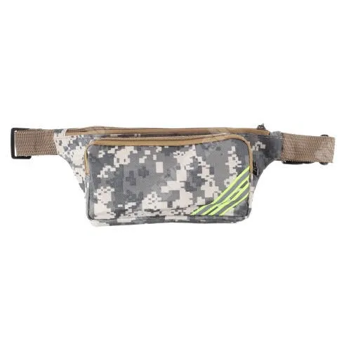 HomTom S17 UNIVERZÁLIS ÖVTÁSKA - SZÜRKE TEREPMINTÁS - állítható pánt, csatos záródás, zipzár, több fakkos, fényvisszaverő csík