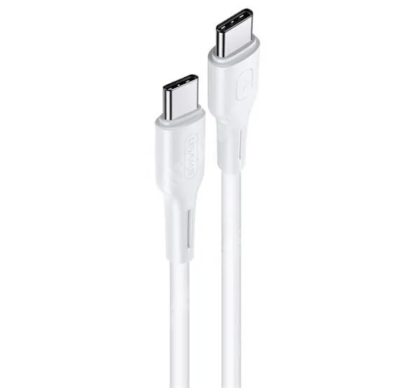  USAMS U43 adatátviteli kábel / USB töltő - Type-C / Type-C, 100W, PD gyorstöltés támogatás, 1,2m hosszú - FEHÉR - SJ459_W - GYÁRI