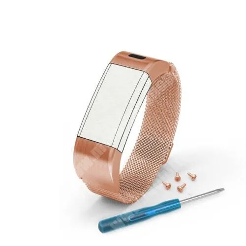  Okosóra milánói szíj - rozsdamentes acél, mágneses - ARANY - 170mm hosszú - Garmin Vivosmart HR