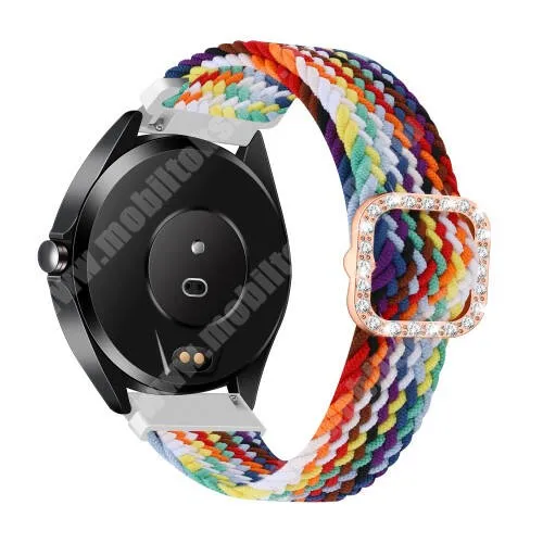 Zeblaze Ares 3 Pro Okosóra szíj - fonott szövet, sztreccses, állítható, strasszköves csat - SZÍNES - 110-195mm hosszú, 22mm széles - SAMSUNG Galaxy Watch 46mm / Watch GT2 46mm / Watch GT 2e / Galaxy Watch3 45mm / Honor MagicWatch 2 46mm