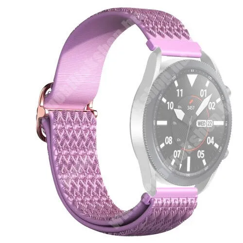 Xiaomi Amazfit GTR 2 Sport Edition 47mm Okosóra szíj - fonott szövet, sztreccses, állítható, csatos - LILA ROMBUSZ MINTÁS - 210mm hosszú, 22mm széles - SAMSUNG Galaxy Watch 46mm / Watch GT2 46mm / Watch GT 2e / Galaxy Watch3 45mm / Honor MagicWatch 2 46mm