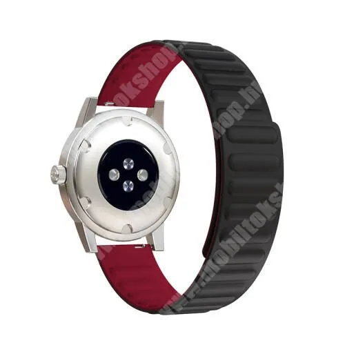 Zeblaze GTS 3 Okosóra szíj - rugalmas, szilikon, mágneses - FEKETE / RÓZSASZÍN - 90mm+130mm hosszú, 22mm széles - SAMSUNG Galaxy Watch 46mm / Watch GT2 46mm / Watch GT 2e / Galaxy Watch3 45mm / Honor MagicWatch 2 46mm